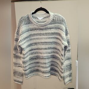 Time and Tru Women's Gray and Cream Striped Sweater